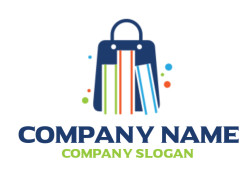 Illustration of a shopping bag filled with colorful books.