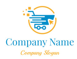 Illustration of a fast delivery truck with pixelated elements and a cursor icon.