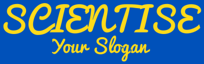 Logo of Scientise with yellow text on a blue background and a slogan underneath.