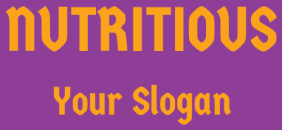 Nutritious banner with your slogan on purple background.