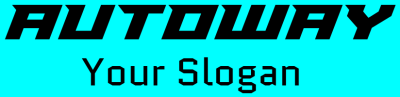 Autoway logo with the text 'Your Slogan' on a bright blue background.