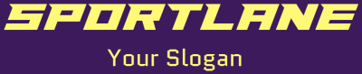 Sportlane logo with a purple background and yellow text stating 'Your Slogan'.