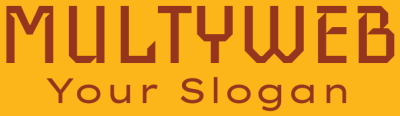 Multyweb logo with the slogan 'Your Slogan' on a yellow background.