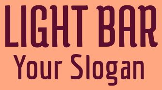 Light Bar logo with custom slogan on a peach background.