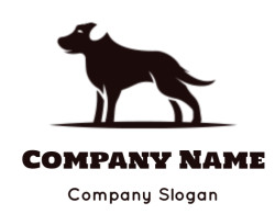 Silhouette of a standing dog in profile view.