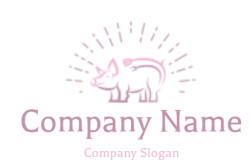 restaurant logo line art pig with fork tail