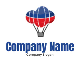 Illustration of a red and blue hot air balloon icon.