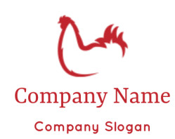 Silhouette of a red rooster graphic logo design.