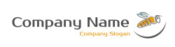 Illustration of a stylized bee logo with yellow and black stripes.