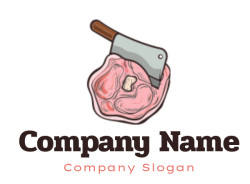 restaurant logo butcher knife cutting meat