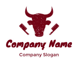 restaurant logo bull with butcher knives