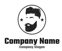 beauty logo beard on stylish hipster