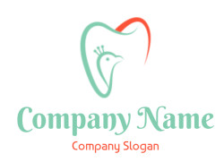 orthodontist logo peacock in shape of tooth