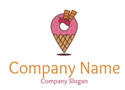 ice cream shop logo with cherries doughnut