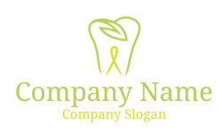 dental logo swoosh tooth with leaves