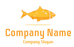Illustrated orange fish with black spots against a white background.