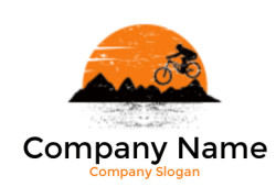 sports logo cyclist off-roading on mountain