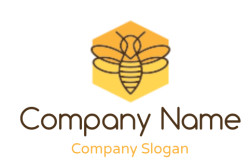 farm logo line art honey bee in hexagon