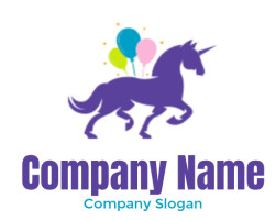 childcare logo maker unicorn with balloons