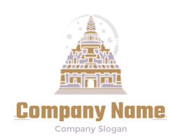 travel logo icon Illustrative temple with moon