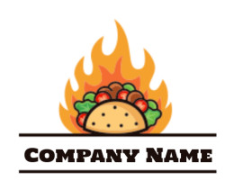 Mexican restaurant logo image taco on fire