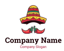 Mexican restaurant logo sombrero hat with chili