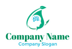 neurologist logo silhouette face in leaf