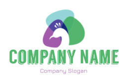 Abstract and colorful peacock logo design with vibrant shapes.