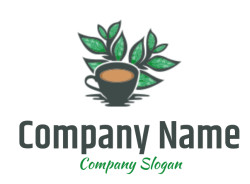 restaurant logo Illustrated leaves and tea cup