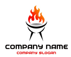 Stylized torch icon with red and orange flames above a black base.