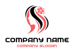 Abstract hair and beauty logo featuring a feminine silhouette with floral accents.