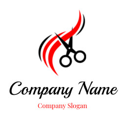 Illustration of stylized black scissors cutting a dynamic red and black ribbon