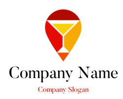Abstract geometric logo with red, yellow, and orange colors.