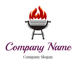 Illustration of a BBQ grill with flames, representing outdoor cooking.