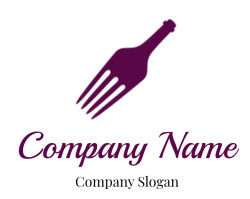 Minimalistic purple fork silhouette logo.