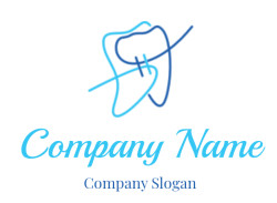 Stylized icon of a tooth intertwined with dental floss line.