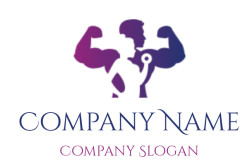 Silhouette of two muscular figures facing each other in a gradient color.