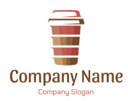 Illustration of a colorful stacked coffee cup icon.