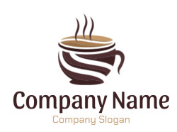 Abstract vector illustration of a steaming coffee cup.