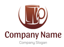 Stylized brown coffee cup logo with a minimalist design