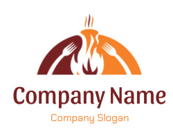 Abstract illustration featuring forks and flames in a creative design.