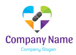 Colorful heart logo design with intersecting pencils in the center.