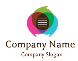 An icon featuring overlapping colorful speech bubbles forming a diagram.