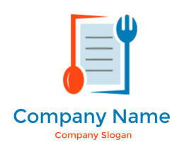 Icon of a menu with a red fork and blue knife.