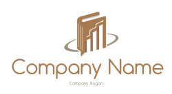 Stylized brown icon of a book with stairs design.