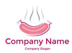 Cartoon illustration of a steaming hot sausage with a smiling mouth.