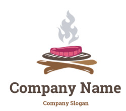 Icon of a grilled steak cooking over an open fire.