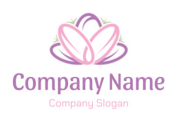 Abstract pink lotus flower logo with elegant symmetrical design and soft curves.