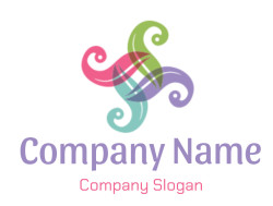 A colorful abstract swirling pattern with interwoven shapes in pink, green, purple, and teal.