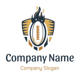Stylized logo featuring a football with flames and wings.